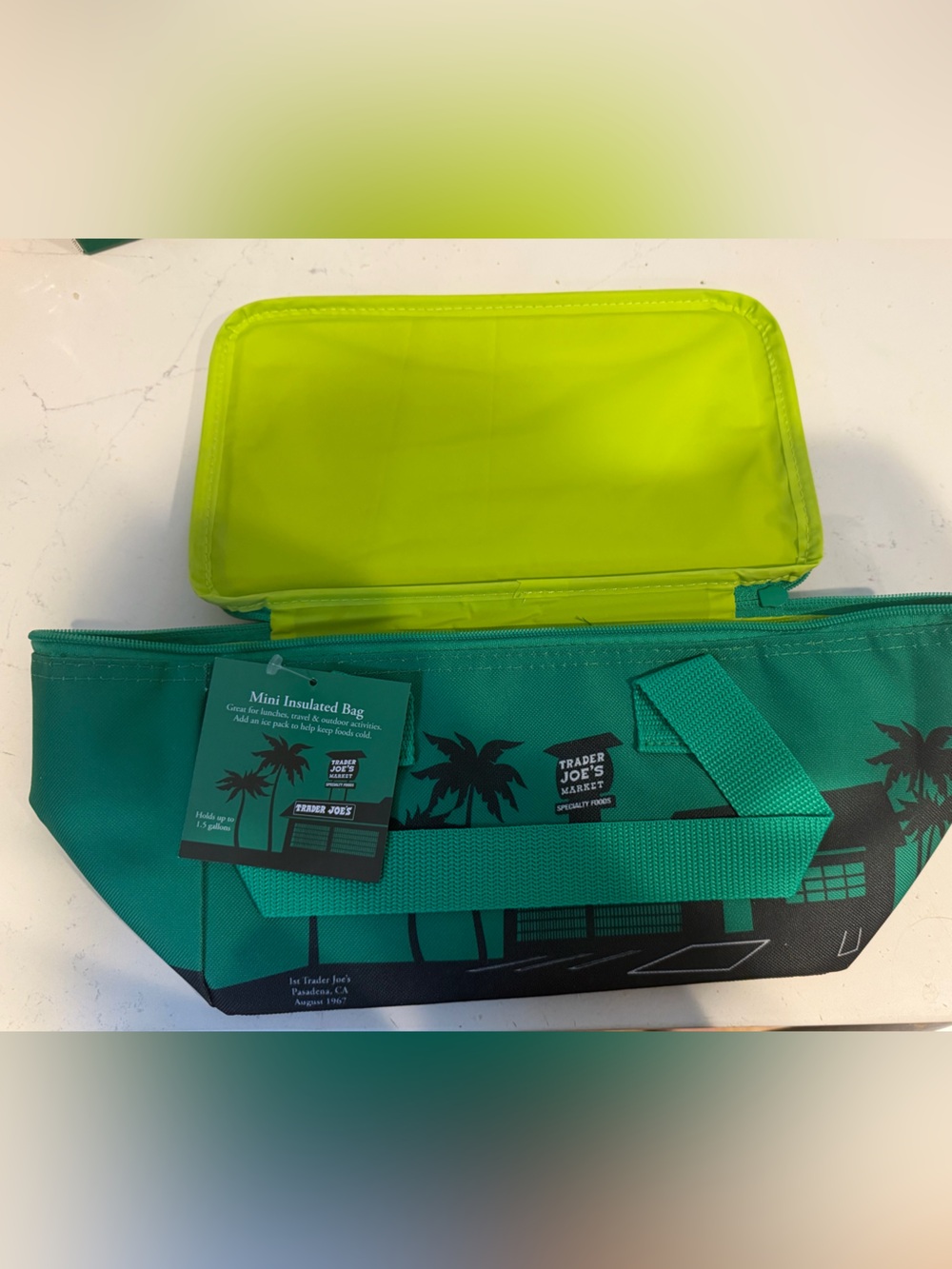 Trader Joe's Green mini  Insulated cooler bag. New with tags